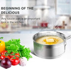Duxtop Professional Stainless Steel Sauce Pan with Lid, Kitchen Cookware, Induction Pot with Impact-bonded Base Technology, 1.6 Quart