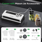 FRESKO Vacuum Sealer Machine with Automatic Bag Detection, Mason Jar Vacuum Accessory Set, Double Heat Seal, Easy to Use, Starter Kits