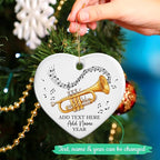 Customized Cornet Player Ceramic Ornament Christmas 2025, Personalized Text/Name/Year Cornet Xmas Tree Ornaments, Music Instrument Themed Xmas Ornament Gift for Him Her, Music Lover Keepsake