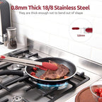 Heat Resistant Silicone Kitchen Tong: U-Taste 16 inch Extra Long Large 480ºF Hot Proof Cooking Tong with Sturdy Non Stick Rubber Tips & Non Slip Silicon Coated Steel Handle for Grilling BBQ (Red)