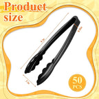 Tessco for you 80 Pcs Plastic Tongs for Serving Bulk, 9 Inch Plastic Disposable Serving Tongs Heavy Duty Salad Utensils for Kitchen Buffets BBQ Events Catering (Black)