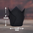 Black color Large size Tulip Baking Cups 2-1/4"(Base diameter) x 4"(Wall height) Parchment paper baking cupcake Muffin liners, Case of 130 pcs