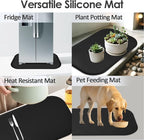 TOHONFOO Silicone Coffee Maker Mat with Lip, 24'' x 16'' Heavy Duty Coffee Maker Mat for Countertops, Coffee Tray Fit Under Coffee Machine Appliance Automatic Machines Espresso Accessory, Black