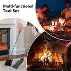 nalone 5 Pieces Fireplace Tools Set, Wrought Iron with Silver Pattern Fireplace Accessories Set with Poker, Tong, Shovel, Brush, Fire Place Tools Indoor Outdoor (Grey)