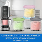 Creami Pints and Lids for Ninja, 16oz Creamer Storage Containers Holder Cups Can Canisters Accessories Replacement Parts for NC299AMZ & NC300s Series Ice Cream Maker, Airtight Dishwasher Safe BPA-Free