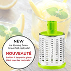 Starfrit Rotary Drum Grater - 4 Interchangeable Stainless Steel Drums - Slicing, Coarse and Fine Grating, Ice Shaving - Great for Vegetables, Cheese, Nuts, Chocolate