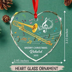 Personalized Trombone Instrument Glass Hanging Xmas Ornament, Customized Text Year Name Trombone Lover Christmas Ornaments Gift for Women Men Daughter Son Friends Besties, Unique Trombones Ornament