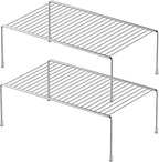 iPEGTOP Kitchen Cabinet Storage Shelf Rack, Set of 2 Large (15.7 x 9.4 Inch) Rustproof Metal Wire Shelves Spice Shelf Rack Cupboard Organizer for Pantries Countertops Utensils Organization, Chrome