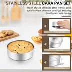Homikit 6 Inch Cake Pan Set of 2, Stainless Steel Round Cake Pans, 2” Deep Small Nonstick Layer Cake Tins Baking Pan for Wedding Birthday Baby Shower Party, Mirror Finish & Dishwasher Safe