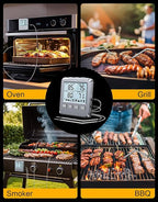 Dual Probe Meat Thermometer Digital for Cooking, Grilling & Smoking with Large LCD Backlight & Alarm, Kitchen Food Grill Thermometer, Smoker Accessories for BBQ, Oven, Oil Fry, Gifts for Men
