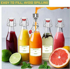 4 Pack [1 Liter / 33 fl. oz.] Swing Top Glass Bottles – Airtight Flip Top Brewing Bottles for Kombucha, Beer, Wine, Kefir, Soda, Liquor – Includes Funnel, 2 Pourers, 6 Seals, 8 Labels & Jute Twine