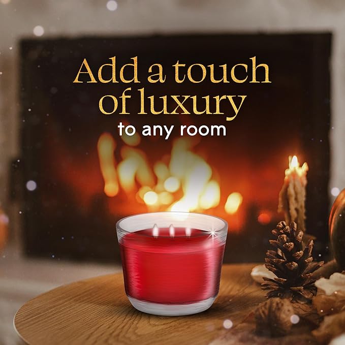 Glade 3-Wick Scented Candle Jar, Warm Apple & Spices, Air Freshener Infused with Essential Oils, 6.8 Oz, 3 Count