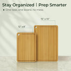 Chopping Board 2-Pcs Natural Bamboo Cutting Board With Juice Channels & Knife-Friendly Finish For Versatile Kitchen Use, Ideal Charcuterie & Chopping Multi-Use