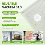 Vacuum Sealer Bags, 30 Reusable Vacuum Sealer Bags for Food, BPA-Free, Meal Prep and Sous Vide Cooking,Works for Handheld Sealer and Vac Sealer Machine with External Vacuum Systems