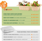 100 Piece (50 Pack) Meal Prep Containers Reusable - 2 Compartment 32 oz Cornstarch Snack Containers with Lids - Plastic Food Storage Salad Containers - To Go Lunch Box - Microwave & Freezer Safe