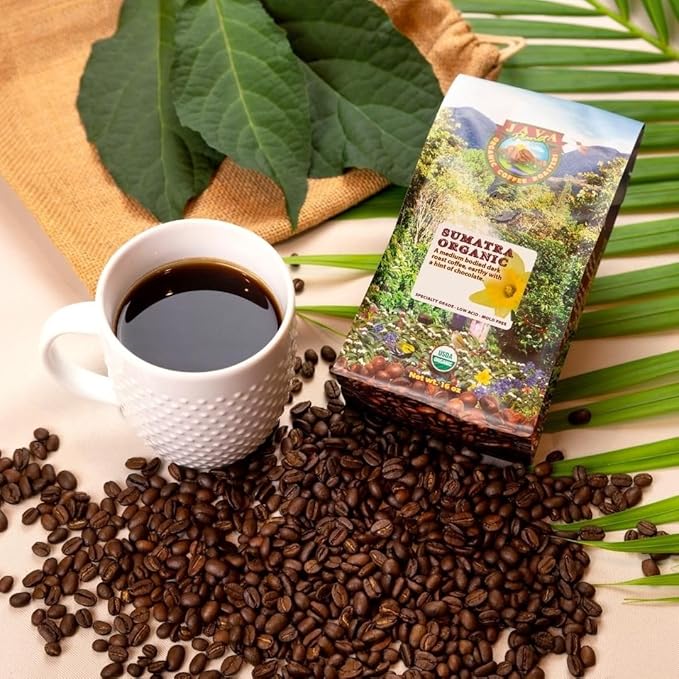 Low Acid Organic Coffee – Whole Bean, Mold-Free & Stomach Friendly by Java Planet, Sumatran Single Origin Coffee, Dark Roast, Smooth Full Flavored, 5LB Bag