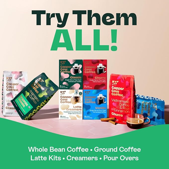 Copper Cow Premium Vietnamese Ground Coffee, 24 OZ | Classic Black Coffee | Dark Roast | Vietnamese Coffee