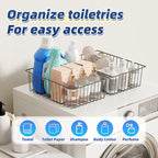 Simple Trending 6 Pack Large Wire Baskets for Organization, Metal Pantry Storage Baskets for Cabinet, Kitchen, Garage, Bathroom, Black