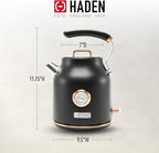 Haden Dorset 1.7 Liter Stainless Steel Electric Kettle, Hot Water Kettle with 360-Degree Base and Auto Shutoff, Black & Copper