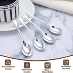 WDF 300 Pieces Plastic Silver Mini Spoons - 4 Inches Silver Plastic Tasting Spoons for Desserts, Heavy Duty Disposable Spoons Perfect for Coffee, Cake, Desserts, Appetizers for Christmas Wedding/Party