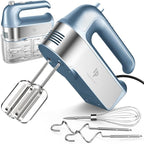 Hand Mixer Electric, 450W Kitchen Mixers with Scale Cup Storage Case, Turbo Boost/Self-Control Speed + 5 Speed + Eject Button + 5 Stainless Steel Accessories, For Easy Whipping Dough,Cream,Cake
