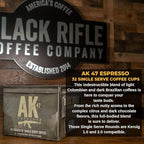 Black Rifle Coffee Company AK Espresso, 32 Count, Medium Roast K Cups - Single Serve K Cups Coffee Pods - Kcup Pods Compatible with Keurig 1.0 & 2.0 - Made from Arabica Beans