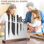 Magnetic Knife Block Without Knives Large Double Side Magnetic Knife Holder Stand with Strong Magnet, Stainless Steel Knife Storage Organizer for Kitchen Counter Knife Rack Three Magnet Strip