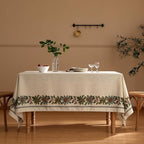 ISAENNE Designer Christmas Linen Table Cloth for Rectangle Table,Light Beige Western Tablecloth,Wrinkle Resistant Decor Tablecloths for Dining Thanksgiving Kitchen Christmas,55"*79"-Carol G