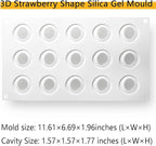 OCPO KITCHEN 3D Strawberry Silicone Mold for Baking Mousse Cake, Fruit Dessert, Pastry, Chocolate, Pudding, Ice Cream, Cake Decoration Mold, Strawberry Shape (15 Cavity)