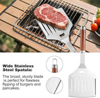 Grilling Accessories Set Large Spatula Fork Cleaning Brush Food Tongs Durable Stainless Steel BBQ Grill Tools with Extra Thick Storage Case BBQ Accessories Grill Set