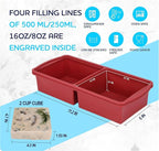 Silicone Freezer Trays with Lid,2-cup Soup Freezer Container large Ice Cube Molds with Reinforced Steel Ring Top for freezing Soup Sauce Broth Leftovers oven Dishwasher -Safe (red)