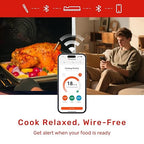 S Pro Bluetooth Wireless Meat Thermometer, 1080°F Heat, 6 Sensors, Enhanced Signal Base, EasySmart App, IP69 Waterproof, Ultra-Thin Probe, Digital Cooking Thermometer, Oven/Grill/BBQ/Air Fryer/Kitchen