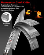 Santoku Knife 7 Inch Japanese Chef Knife with 67 Layers Damascus Steel AUS-10 Core, Razor Sharp Chefs Knife with Full-Tang Ebony Wood Handle and Premium Gift Box(Hammered Damascus Series)