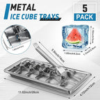 5 Pcs 18 Slot Stainless Steel Ice Cube Maker and Tray Ice Cube Tray for Bars Kitchens Levers Remove Cubes Easy Removal Metal Food Grade Freezer Molds for Food Juice Dishwasher Safe