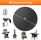 48" Round Fire Pit Mat for Solo Stove Bonfire/Under Grill Mat for Outdoor Grill Fireproof Waterproof Oil-Proof, 4 Layers Fireproof Fire Pit BBQ Pad Mat for Solo Stove Deck Patio Protect