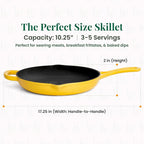 Larder & Vine Enameled Cast Iron Skillet | 10.25 in Cast Iron Pan | Saute Pan with Pour Spouts | Enamel Coated Skillet | Compatible on All Cooktops & Oven Safe to 500F | Limoncello