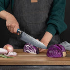 SENKEN 15-Piece Damascus Knife Block Set - "Tsunami" Collection Japanese Chef Knife Set - 67-Layer Japanese VG10 Steel Blades, Includes Chef Knife, Cleaver, 6 Steak Knives (15-Piece Knife Block Set)