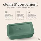 Ceramic Coated Glass Food Storage Containers | No PTFE, PFOA, PFAS, and BPA | Reusable Non Toxic Meal Prep Containers with Glass Lids | Easy To Store | 10 Piece Set [Pine]