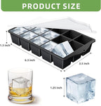 FANYITY Bpa Free Silicone Ice Cube Trays 4-Pack with Locks lids,Easy Release Ice Molds for Freezer,Perfect for Cocktails, Whiskey, Coffee