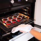 Eaasty 150 Pcs Baking Cups with Lids, 1.6 oz Muffin Cupcake Liners Aluminum Foil Mini Cake Pans Small Disposable Ramekins Flan Containers with Lids for Christmas, Birthday, Various Holiday(Red)