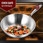 LOLYKITCH 12 Inch Tri-Ply Stainless Steel Wok Pan with Lid,Induction Stir-Fry Pan,Dishwasher and Oven Safe,Heavy Duty and Detachable Handle