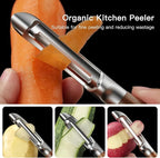 JUSEEPO Premium Vegetable Peeler, I Type Swivel 304 Stainless Steel Blade Comfortable Solid Wood Handle, Practical Gift for Restaurant Baking Chef Woman for Veggie, Fruit, Potato(Merbau)