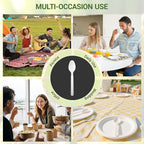 Compostable Spoons [200 Pcs] CPLA Spoons Disposable BPI Certified BPA-Free, Heat Resistant, Durable Disposable Utensils Alternative to Plastic Silverware for Daily, Party & Camping