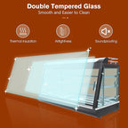 Whalefall Countertop Food Warmer with top Holder, 44 inch Commercial Food Warming Cabinet, tri-Color Lighting, w/Thermometer and Adjustable Thermostat for Cafeteria Kitchens Restaurants