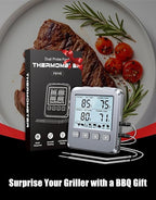 Dual Probe Meat Thermometer Digital for Cooking, Grilling & Smoking with Large LCD Backlight & Alarm, Kitchen Food Grill Thermometer, Smoker Accessories for BBQ, Oven, Oil Fry, Gifts for Men