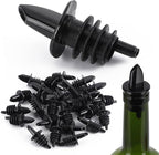 200 Pack Bottle Pourers Wine Pourers Plastic Liquor Free Flow Pourers Spout Pourer Black for Kitchen Olive Oil Mixed Drinks, 2.7 * 1.2 Inch