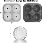 Nax Caki 3D Ball Crystal Ice Cube Tray, Large Ball Silicone Fun Shapes Whiskey Ice Mold with Funnel for Cocktails, Bourbon,Brandy, Whiskey Gifts for Men Black