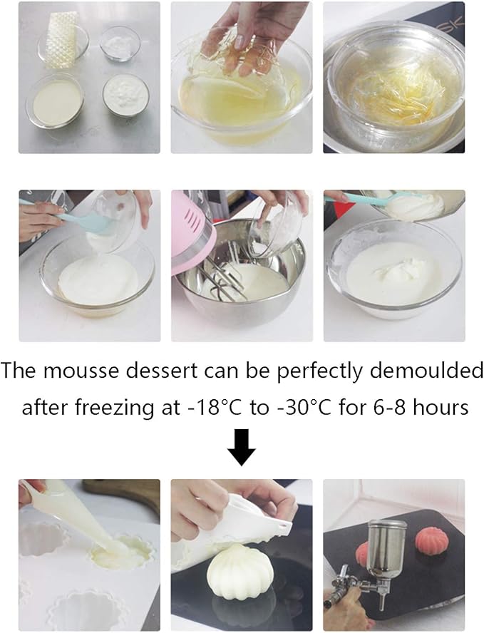 OCPO KITCHEN Silicone Molds for Baking Mousse Cake, French Dessert Mold for Pastry Chocolate, Cupcake, Ice Cream Mould, Cake Decoration Mold, 3D Water Drop Shape (6-Cavity)