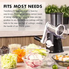 Rotary Cheese Grater, 3 in 1 Cheese Shredder Grater Rotary with Handle, Vegetable Mandoline Slicer Shredder for Vegetable, Cheese, Nut