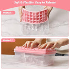 Silicone Ice Cube Tray with Leak-Proof Lid & Storage Bin for Freezer – BPA-Free 36-Piece Nugget Ice Molds, Spill-Resistant Cover & Ice Scoop Container Cover